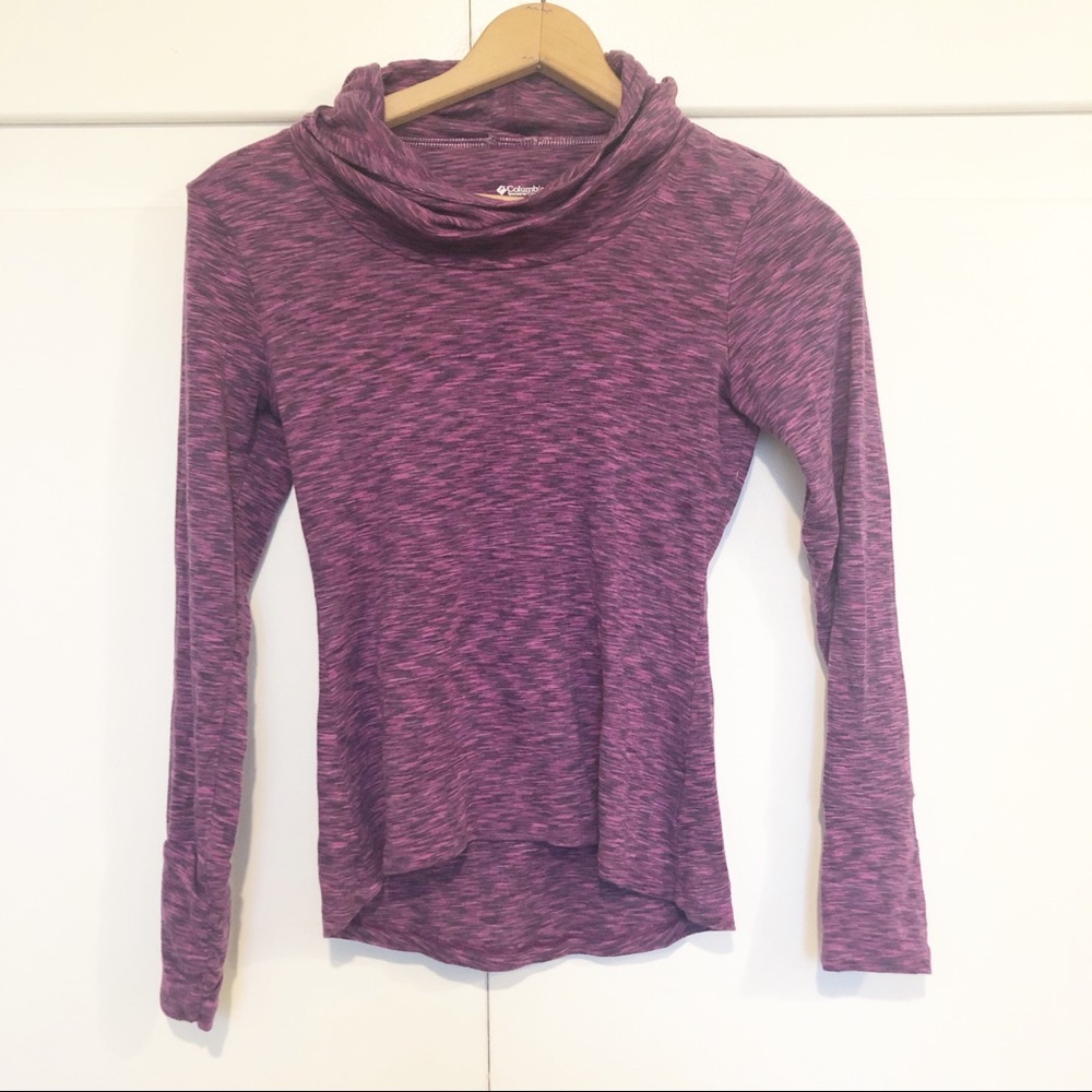 Columbia Cowl Neck Purple Pink Hooded Sweatshirt